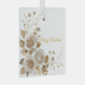 Kerst Rozen Glas Ornament (Voorkant Rechts)