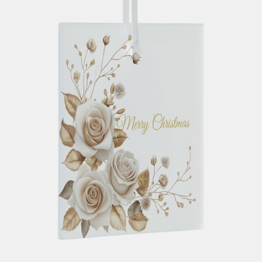 Kerst Rozen Glas Ornament (Voorkant Rechts)