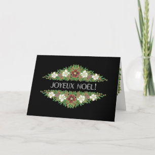 Kerst Rozen, Hellebores, Franse taal Feestdagen Kaart