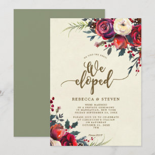 Kerst rozen Modern We Eloped Uitnodiging