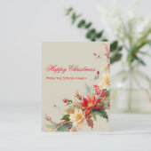 Kerst Rozen Waterverf Briefkaart | JOUW NAAM (Staand voorkant)