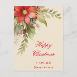 Kerst Rozen Waterverf Briefkaart | JOUW NAAM