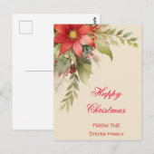 Kerst Rozen Waterverf Briefkaart | JOUW NAAM (Voorkant / Achterkant)