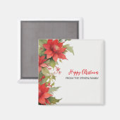 Kerst Rozen Waterverf | JOUW NAAM Magneet (Voorkant / Achterkant)