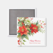 Kerst Rozen Waterverf | JOUW NAAM Magneet (Voorkant / Achterkant)