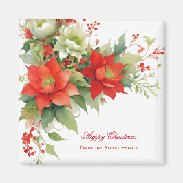 Kerst Rozen Waterverf | JOUW NAAM Magneet