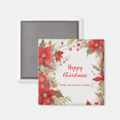 Kerst Rozen Waterverf | JOUW NAAM Magneet (Voorkant / Achterkant)