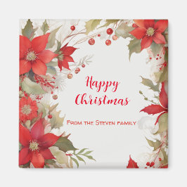 Kerst Rozen Waterverf | JOUW NAAM Magneet