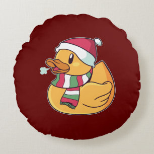 Kerst Rubber Eend  Rond Kussen