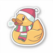 Kerst Rubber Eend Sinterklaas Hoed Cadeau Voor Een Sticker (Voorkant)