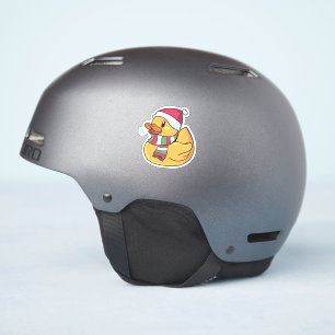 Kerst Rubber Eend Sinterklaas Hoed Cadeau Voor Een Sticker