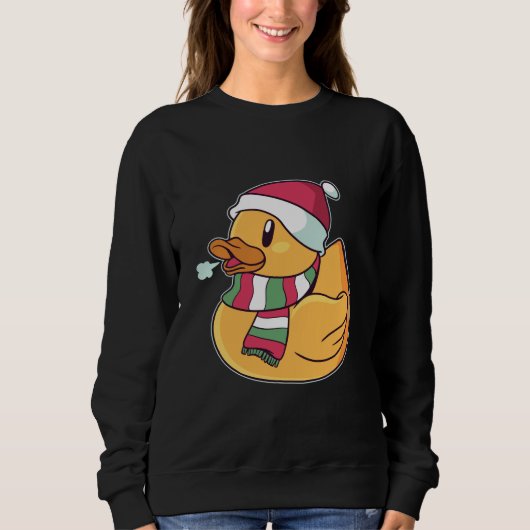 Kerst Rubber Eend Sinterklaas Hoed Cadeau Voor Een Trui (Voorkant)