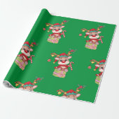 Kerst: Rudolph Red Nose Reindeer Cadeaupapier (Uitgerold)