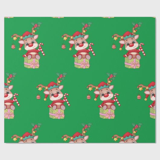 Kerst: Rudolph Red Nose Reindeer Cadeaupapier (Vlak)