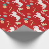 Kerst Ruiterpaard gepersonaliseerd Cadeaupapier (Hoek)