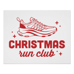 Kerst run club hardlopen vintage rode esthetiek perfect poster