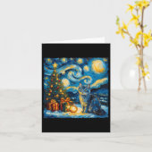 Kerst Russische blauwe kat Art Van Gogh's De ster Kaart (Gele Bloem)