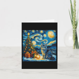 Kerst Russische blauwe kat Art Van Gogh's De ster Kaart
