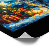 Kerst Russische blauwe kat Art Van Gogh's De ster Poster (Hoek)