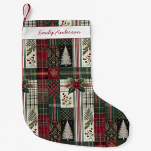 Kerst Rustic Tartan Plaid Patroon Kleine Kerstsok