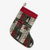 Kerst Rustic Tartan Plaid Patroon Kleine Kerstsok (Voorkant (Hangend))