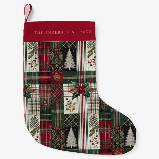Kerst Rustic Tartan Plaid Patroon Kleine Kerstsok (Voorkant)