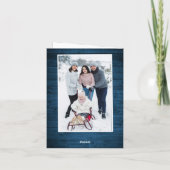 Kerst Rustiek Blauw Hout 5 FOTO Groet Boho Feestdagen Kaart (Achterkant)