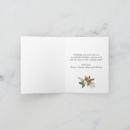 Kerst Rustiek Blauw Hout 5 FOTO Groet Boho Feestdagen Kaart (Binnen)