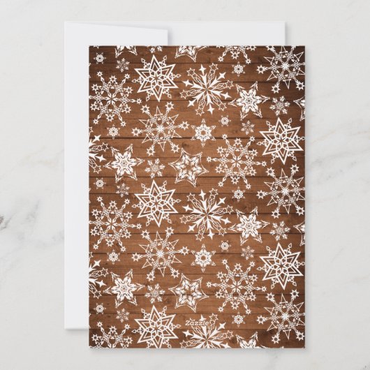 Kerst Rustiek Bruin Boho Hout 4 FOTO Groet Feestdagenkaart (Achterkant)