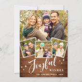 Kerst Rustiek Bruin Boho Hout 5 FOTO Groet Feestdagenkaart (Voorkant)