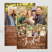 Kerst Rustiek Bruin Boho Hout 5 FOTO Groet Feestdagenkaart (Voorkant / Achterkant)