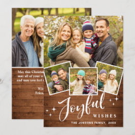 Kerst Rustiek Bruin Boho Hout 5 FOTO Groet Feestdagenkaart