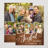 Kerst Rustiek Bruin Boho Hout 7 FOTO Groet Feestdagenkaart (Voorkant / Achterkant)