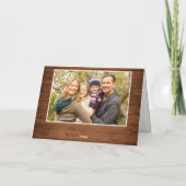 Kerst Rustiek Bruin Hout 4 FOTO Groet Boho Feestdagen Kaart (Achterkant)