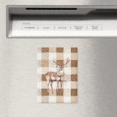 Kerst Rustiek Crème Bruin Geruit Hert Magneet (Insitu (Vaatwasser))
