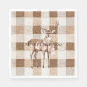 Kerst Rustiek Crème Bruin Geruit Hert Servet (Voorkant)
