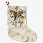 Kerst Rustiek Groen Goud Boog Gepersonaliseerd Kleine Kerstsok (Voorkant)