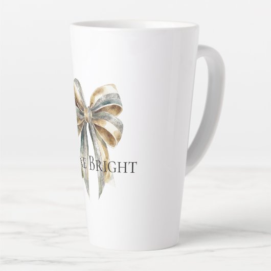 Kerst Rustiek Groen Goud Boog Gepersonaliseerd Latte Mok (Rechterhoek)