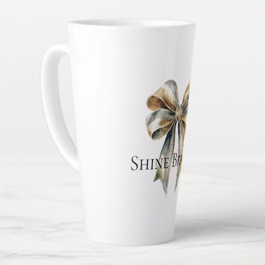 Kerst Rustiek Groen Goud Boog Gepersonaliseerd Latte Mok (Linkerhoek)