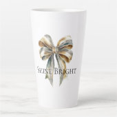 Kerst Rustiek Groen Goud Boog Gepersonaliseerd Latte Mok (Voorkant)