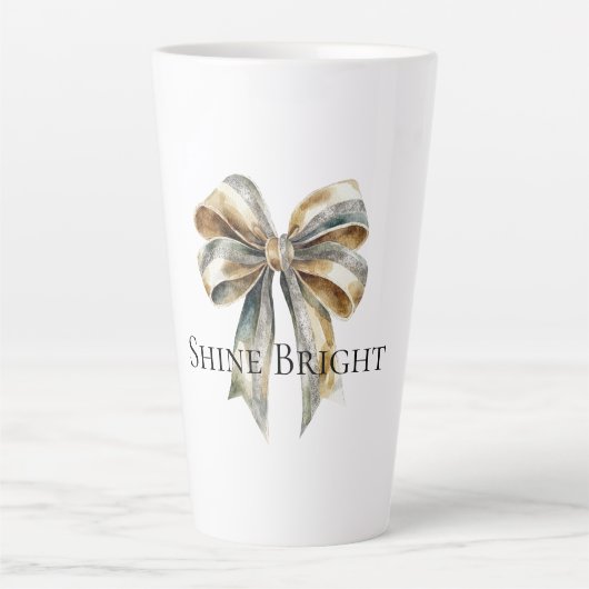 Kerst Rustiek Groen Goud Boog Gepersonaliseerd Latte Mok (Voorkant)