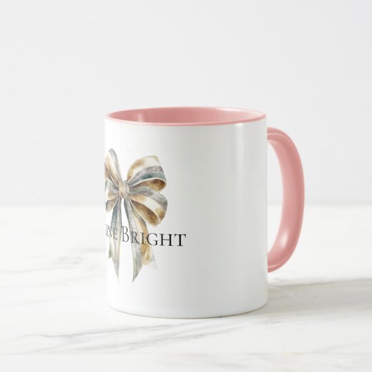 Kerst Rustiek Groen Goud Boog Gepersonaliseerd Mok (Voorkant rechts)