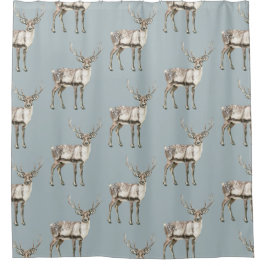 Kerst Rustiek Herten Pine Groen Douchegordijn