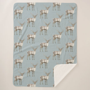 Kerst Rustiek Herten Pine Groen Sherpa Deken