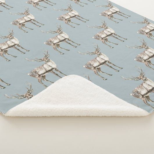 Kerst Rustiek Herten Pine Groen Sherpa Deken (3/4)