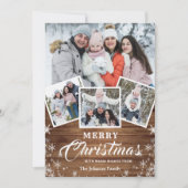 Kerst Rustiek Hout 4 FOTO Wenselen QR code Feestdagenkaart (Voorkant)