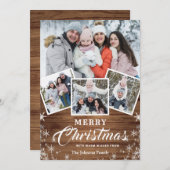 Kerst Rustiek Hout 4 FOTO Wenselen QR code Feestdagenkaart (Voorkant / Achterkant)