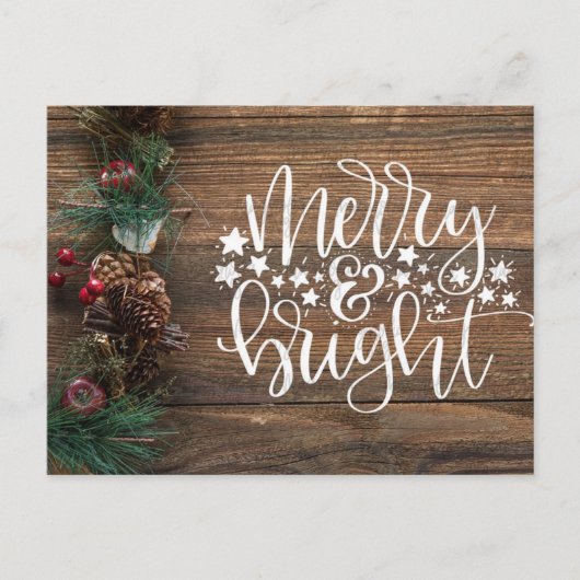 Kerst rustiek land vrolijk helder feestdagenkaart (Voorkant)