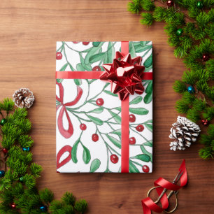 Kerst Rustiek Miste Waterverf Handgeschilderd Cadeaupapier