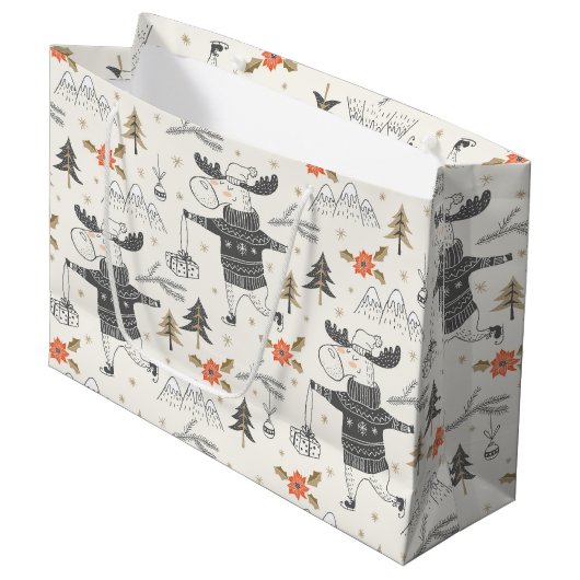 Kerst Rustiek Moose Land | FEESTDAGEN Groot Cadeauzakje (Voorkant Gekanteld)